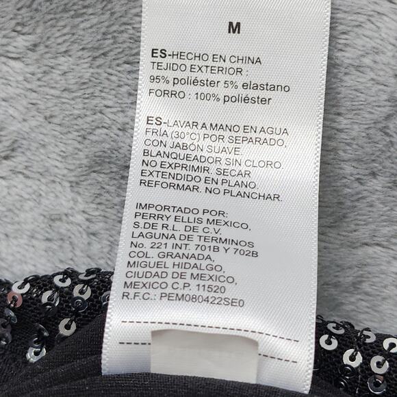 Rafaella Skirt Womens M Black Silver Sequin Midi Pull On Stretch Side Slit Party - Picture 6 of 9